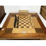 VINTAGE WOODEN CHESS SET WITH BOARD KING SIZE 8CM