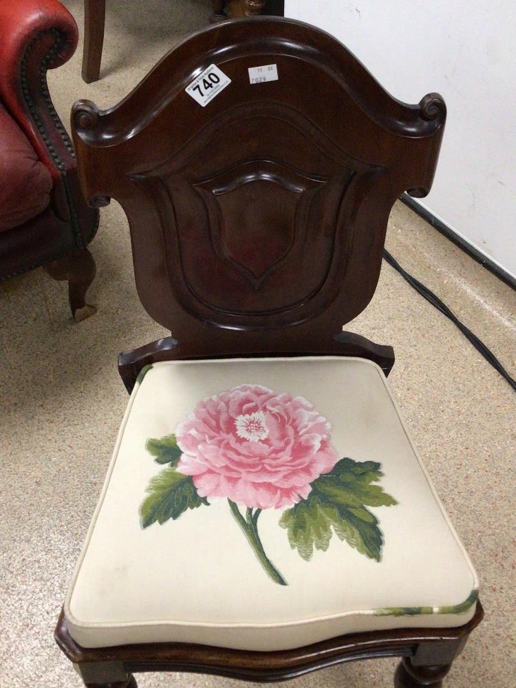 VINTAGE ROSEWOOD SHIELD BACK HALL CHAIR - Image 2 of 3