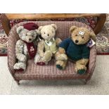 HARRODS TEDDY BEARS, CHRISTMAS 1998/1999 WITH ONE OTHER ALSO WICKER CHILDS CHAIR