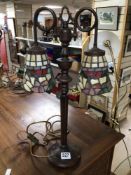 A TIFFANY STYLE DUAL LAMP, 57CM