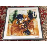 SALVADOR DALI LIMITED EDITION PRINT ON FABRIC 867/2000 BY DENMART 1989 YING AND YANG FRAMED AND