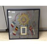 FRAMED AND GLAZED SILK EMBROIDERY WWI RELATED 50 X 50CM