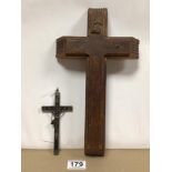 TWO CRUCIFIX WOODEN AND METAL