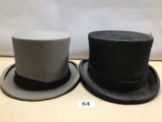 TWO TOP HATS ONE LABELLED A. KRITZ (1950) LTD. SIZE 6 7/8” AND THE OTHER MARKED 100% WOOL.