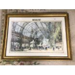 LARGE PRINT OF THE INTERIOR OF THE WESTMINSTER AQUARIUM AND SUMMER WINTER GARDENS FRAMED AND GLAZED,