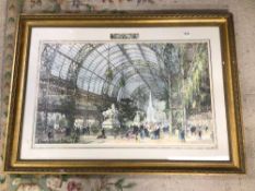 LARGE PRINT OF THE INTERIOR OF THE WESTMINSTER AQUARIUM AND SUMMER WINTER GARDENS FRAMED AND GLAZED,