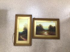 TWO UNSIGNED FRAMED AND GLAZED WATERCOLOURS, THE LARGEST 63 X 48CM