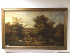 SIGNED W. R STONE (1842-1913) LARGE OIL ON CANVAS 19TH CENTURY COUNTRYSIDE SCENE A/F 139 X 87CM