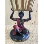 VINTAGE FIGURAL BLACKAMOOR HOLDING A BASKET 42CM