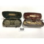 TWO PAIRS OF VINTAGE SPECTACLES/GLASSES WITH CASES