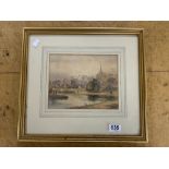 19TH CENTURY ENGLISH SCHOOL WATERCOLOUR DRAWING-EXTENSIVE RIVER LANDSCAPE, INSCRIBED ON REVERSE MR