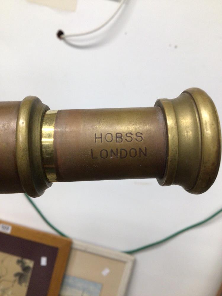 VINTAGE BRASS HOBSS LONDON TELESCOPE WITH STAND - Image 2 of 2