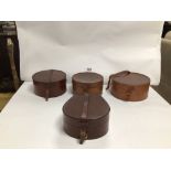 FOUR VINTAGE LEATHER COLLAR BOXES SOME WITH CONTENTS