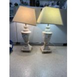 PAIR OF LIMED WOODEN TABLE LAMPS, 9CM