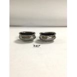 PAIR OF HALLMARKED SILVER OVAL GADROONED SALTS, 7CM BY WILLIAM DAVENPORT, 67 GRAMS