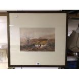 GRACE TRENCH (1896-1975) SIGNED A WATERCOLOUR DEPICTING A FARM/COTTAGE COUNTRY SCENE. FRAMED AND