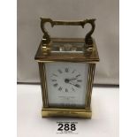 BRASS CASED CARRIAGE CLOCK BY MAPPIN AND WEBB WITH KEY, 12CM