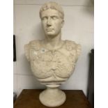 LARGE BUST OF AUGUSTUS CAESAR IMITATION STONE RESIN CASTING 83CM