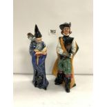 TWO ROYAL DOULTON FIGURINES CAVALIER (HN2716) AND THE WIZARD (HN2877) A/F (CHIP ON HAT)