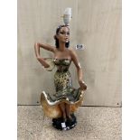 1960'S CHALK LAMP LADY FLAMENCO DANCER, 44CM A/F