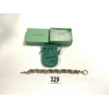 BOXED TIFFANY AND CO 925 SILVER BRACELET, 58 GRAMS