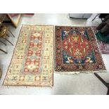 TWO VINTAGE TURKISH RUGS, THE LARGEST 202 X 119CM