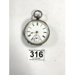 HALLMARKED SILVER ENGINE TURNED CASE POCKET WATCH VICTORIAN 1878