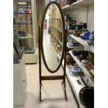 VINTAGE MAHOGANY CHEVAL SWING MERCURY MIRROR 161 X 52CM