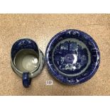 VICTORIA WARE BLUE AND WHITE JUG AND BOWL