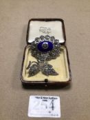 VICTORIAN HALLMARKED SILVER BROOCH 1898 BY HAL WITH A SILVER PLATED BROOCH