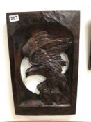 WOODEN CARVING OF AN EAGLE, 32 X 49CM