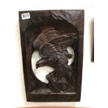 WOODEN CARVING OF AN EAGLE, 32 X 49CM