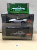 THREE BOXED METAL DIE-CAST MODEL LOTUS CARS. TWO SUN STAR EUROPEAN COLLECTIBLES AND WELLY NEX.