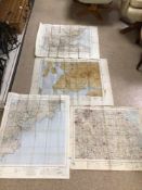 FOUR VINTAGE ORDNANCE MAPS, TWO BEING LINEN BACKED. NORTH MIDLANDS & LINCOLNSHIRE, SOUTH WEST