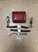 CALFSKIN ITALIAN BOX WITH GENTLEMEN'S AND LADIES WATCHES ACCURIST, ROTARY, CITIZEN AND LONGINES