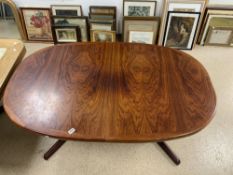 VINTAGE EXTENDABLE DINING TABLE IN ROSEWOOD 160 X 101CM EXTENDS TO 258CM WITH TWO LEAVES