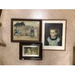 THREE VICTORIAN COLOURED PRINTS, THE LARGEST 54 X 42CM