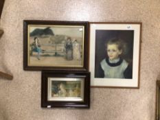 THREE VICTORIAN COLOURED PRINTS, THE LARGEST 54 X 42CM