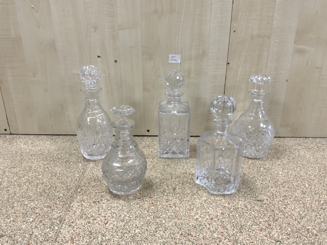 FIVE CUT GLASS DECANTERS, THE LARGEST 29CM - Image 3 of 4