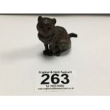 ANTIQUE GESCHUTZT COLD PAINTED BRONZE MINIATURE CAT MARKED 459, 5CM