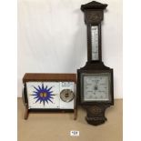 VINTAGE ART DECO BAROMETER WITH ONE OTHER.