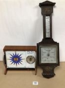 VINTAGE ART DECO BAROMETER WITH ONE OTHER.