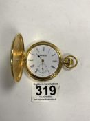 GOLD-PLATED JEAN PIERRE POCKET WATCH SWISS MADE WITH POCKET WATCH CHAIN