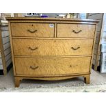 BIRDS EYE MAPLE ART DECO BOW FRONTED CHEST OF DRAWERS TWO OVER TWO POSSIBLY MAPLE AND CO, 104 x 87 x