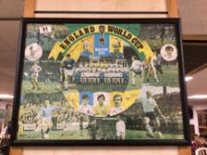 MEXICO 1970 WORLD CUP ENGLAND JIGSAW PUZZLE (COMPLETE), FRAMED AND GLAZED. 51CM X 39CM. WITH A/F