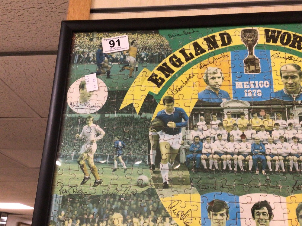 MEXICO 1970 WORLD CUP ENGLAND JIGSAW PUZZLE (COMPLETE), FRAMED AND GLAZED. 51CM X 39CM. WITH A/F - Image 4 of 7