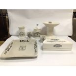 VINTAGE ADVERTISING POTS, TRAY AND LIDDED DISH AND MORE