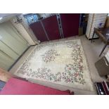 LARGE VINTAGE WOOL FLORAL RUG, 276 X 376CM