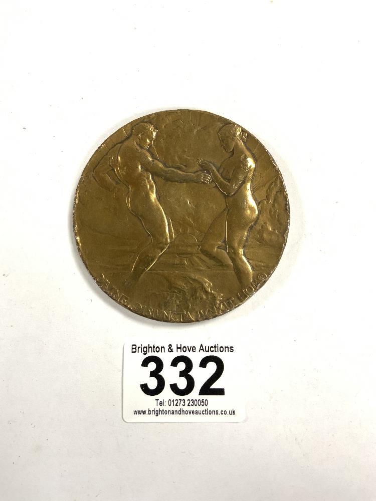 1915 PANAMA PACIFIC GOLD PLATED AWARD MEDAL IN BRONZE, 7CM