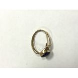 9CT GOLD RING WITH BLUE JOHN STONE, SIZE G